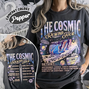 Cosmic Rewind Tour Shirt, Comfort Colors Tee, Retro Cassette Graphic, Space Streetwear