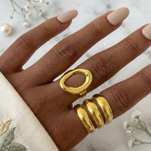 Stainless Steel Open Ring, Irregular Chunky Ring, Statement Ring, Modern Punk Jewelry, Ring summer style, Waterproof Jewelry,  Gift for her.