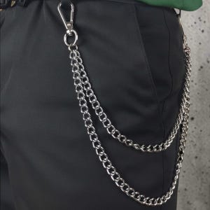 Punk metalen tailleketting voor jeans, gelaagde portemonneeketting, streetwear portemonneeketting, kettingriem, grunge accessoire, roestvrijstalen ketting.
