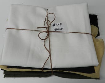 Set of 4 pieces of linen and hemp in white, black, khaki, and beige (005)