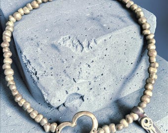 UNOde50 Heartfelt Necklace Corazonada Silver Plated Beaded Choker 90g Leather Spain Key Charm