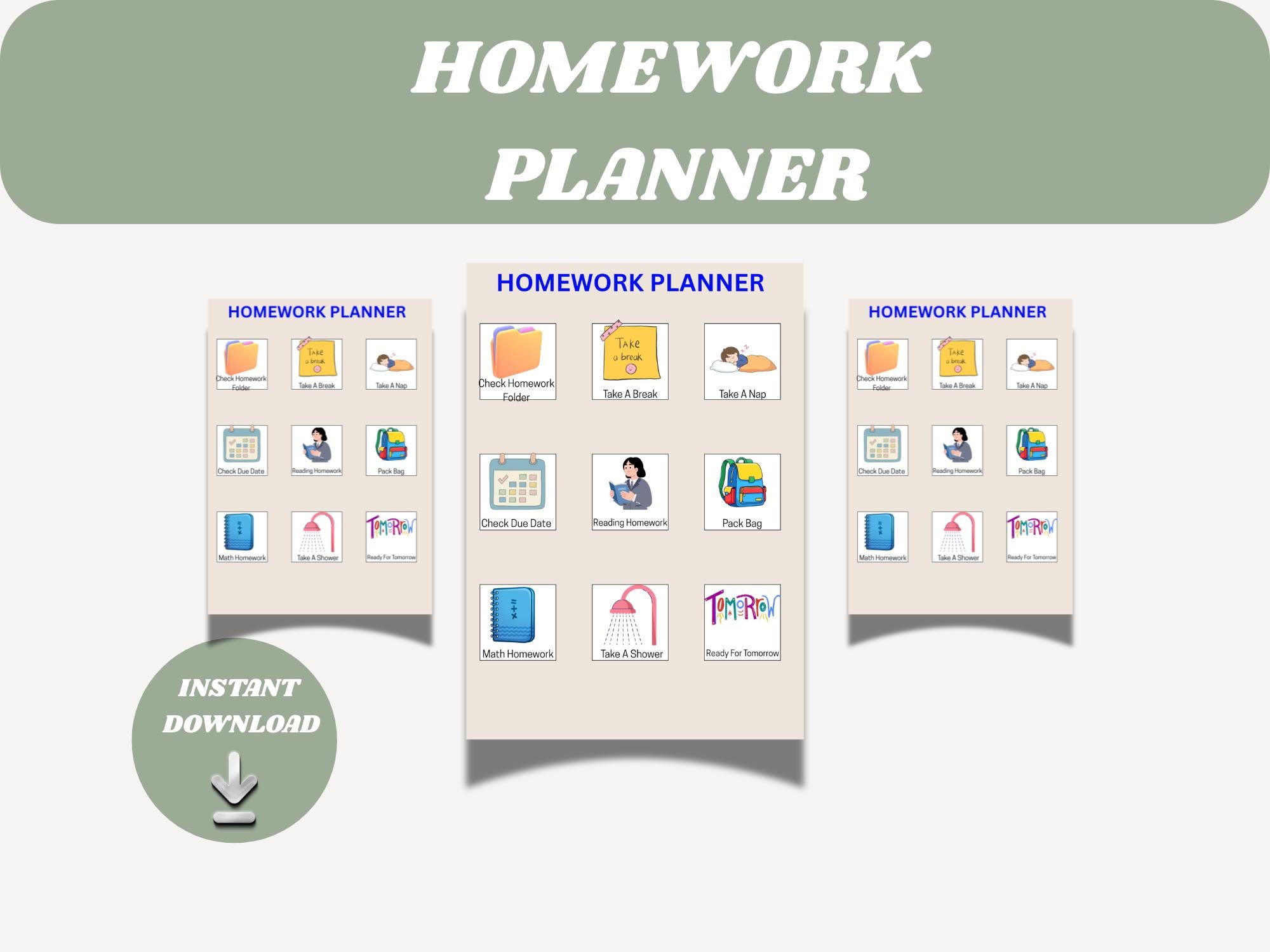 ADHD Homework Planner Printable Assignment Tracker for Kids After ...