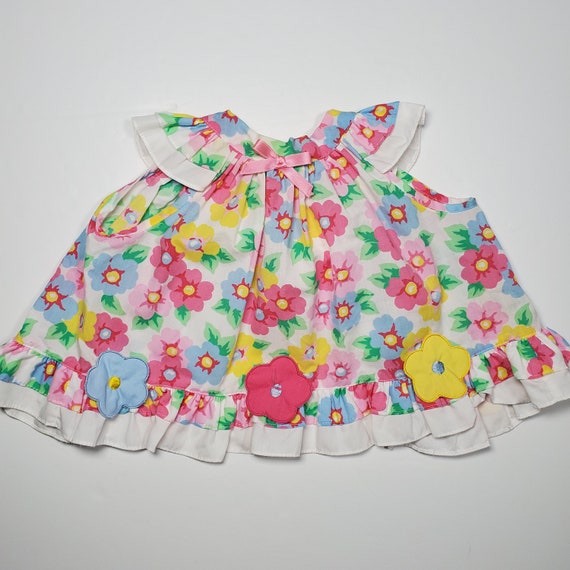 Vintage 80's Baby Girl's Floral Apron Pinafore Dre