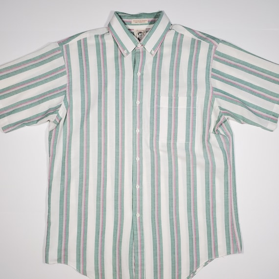 Vintage 80's Arrow Dover Candy Striped Button Up S