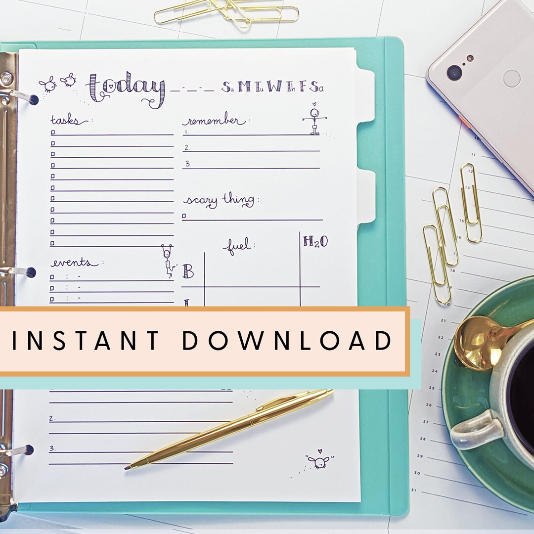 Daily Planner Printable Organizer Digital Schedule Binder Page Planner ...