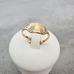 Gold Sunburst Statement Ring Adjustable, Minimalist Celestial Sun Ring, Boho Chic Gold Ring Gift for Her