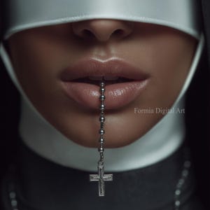 Provocación — Arte mural de lujo femenino oscuro — Lámina con retrato de monja (Descarga instantánea)