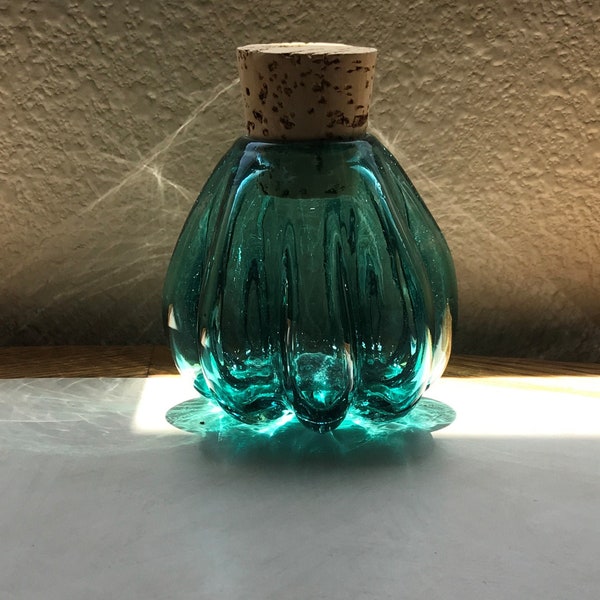 Hand Blown Art Glass Jar - Tropic Optic jar with cork