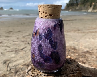 Hand Blown Art Glass Jar - Amethyst Unicorn Sparklepony jar with cork