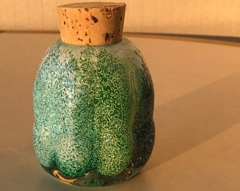 Hand Blown Art Glass Jar - Seashell Barnacle Footed jar with cork