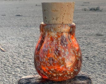 Hand Blown Art Glass Jar - Unicorn Sparklepony Fire jar with cork