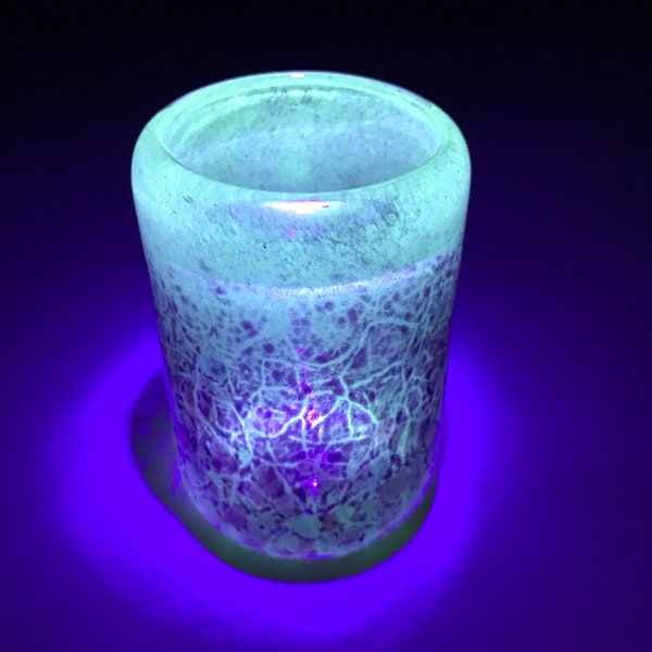 Hand Blown Glass Jar - Ultraviolet Lavender Lightning Playa jar with cork