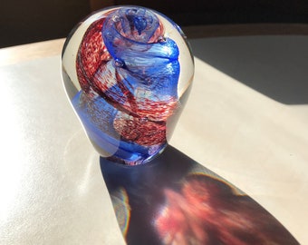 Fire and Ice Dance - handmade art glass paperweight