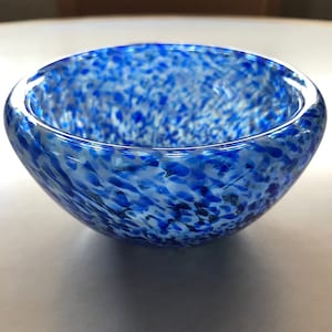 Hand Blown Art Glass Bowl - Cobalt Snow Dubble Bowl