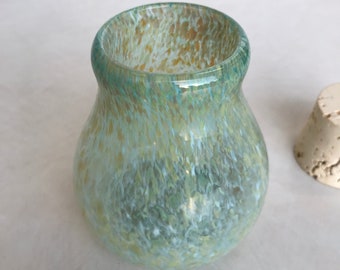 Hand Blown Art Glass Jar - Opal Iris Nebula Potbelly jar with cork
