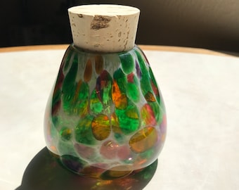 Blown Glass Art by Robb Dunmore - Spring Tie Dye Inkwell jar with cork