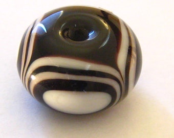 Black and White Quad Orb Bead - one of a kind handmade lampwork glass art