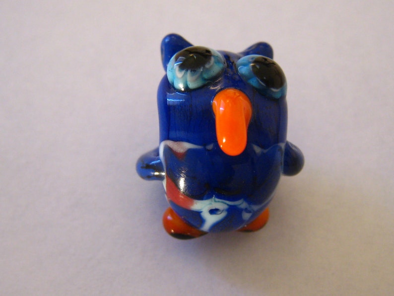 one of a kind handmade lampwork Red Owl Figurine glass bead