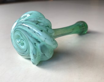 Mint Green Rose - original handmade art glass sculpture