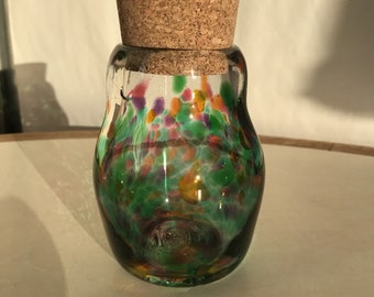 Blown Glass Art by Robb Dunmore - Tie Dye Rainbow Big Boy jar with cork