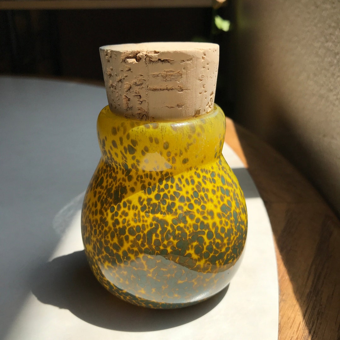 Hand Blown Art Glass Jar Sun and Sea Potbelly Jar With Cork Etsy