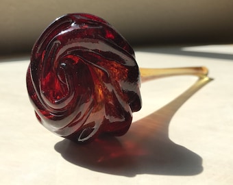 Red Wine Rose - original handmade art glass sculpture