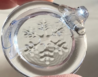 Snowflake Pendant Ornament Clear/White - handmade collectible art glass sculpture