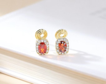 Czerwone kolczyki z klipsami z kamieni szlachetnych, zabytkowe rubinowe kolczyki Halo, bezbolesne spiralne kolczyki bez przekłuwania, królewskie stare pieniądze, prezent walentynkowy