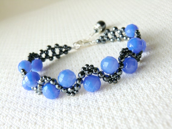 Items similar to Cornflower Blue Bracelet Dyed Blue Agate Bracelet ...