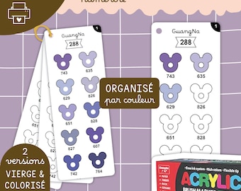 GuangNa 288 Blank Numbered Color Swatches for Printing | Mickey Mouse, Markers, Pencils, Color Palette, Color Swatch Cards, Coloring Pages, PDF Templates