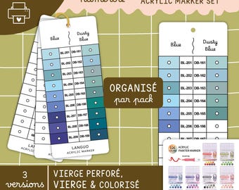Languo Blank Color Swatch Cards with 126 Numbered Acrylic Markers for Printing | Fill-in Colors, Color Swatch Cards, Mystery Coloring, 14 Packs, PDF