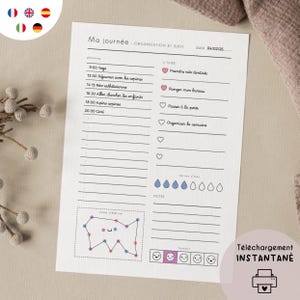 Printable Daily Planner, My Day Organization and Tracking, Daily Productivity Page, Mood and Water Tracker, Printable Daily Planner