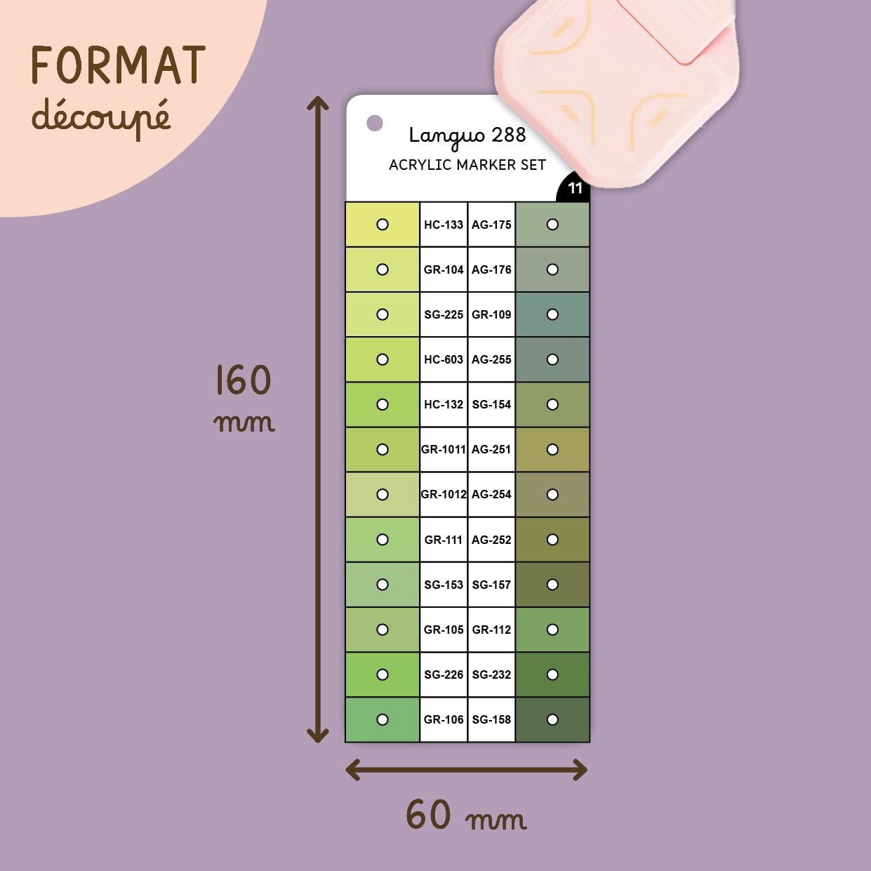 Languo 288 Blank Acrylic Marker Color Chart, Numbered for Printing ...