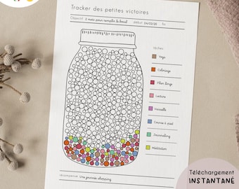 Printable Small Wins Tracker, Jar of Small Victories, Habit Tracker Jar Printable, Coloring Goal Page, Daily Habits, PDF A4 A5