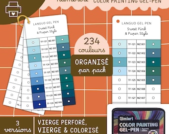 Languo x Qimiart Blank Color Swatch Cards with 252 Gel Pens / 234 Numbered Colors for Printing | Palette, Colors, Color Swatch Cards, Mystery Coloring PDF