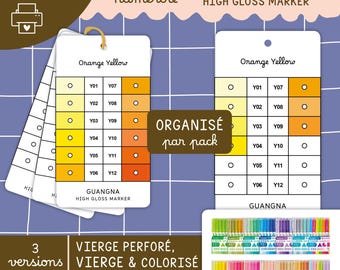 GuangNa High Gloss Marker Color Swatch 168 Blank Numbered Printable | Markers, Color Palette, Color Swatch Cards, Coloring, PDF Templates