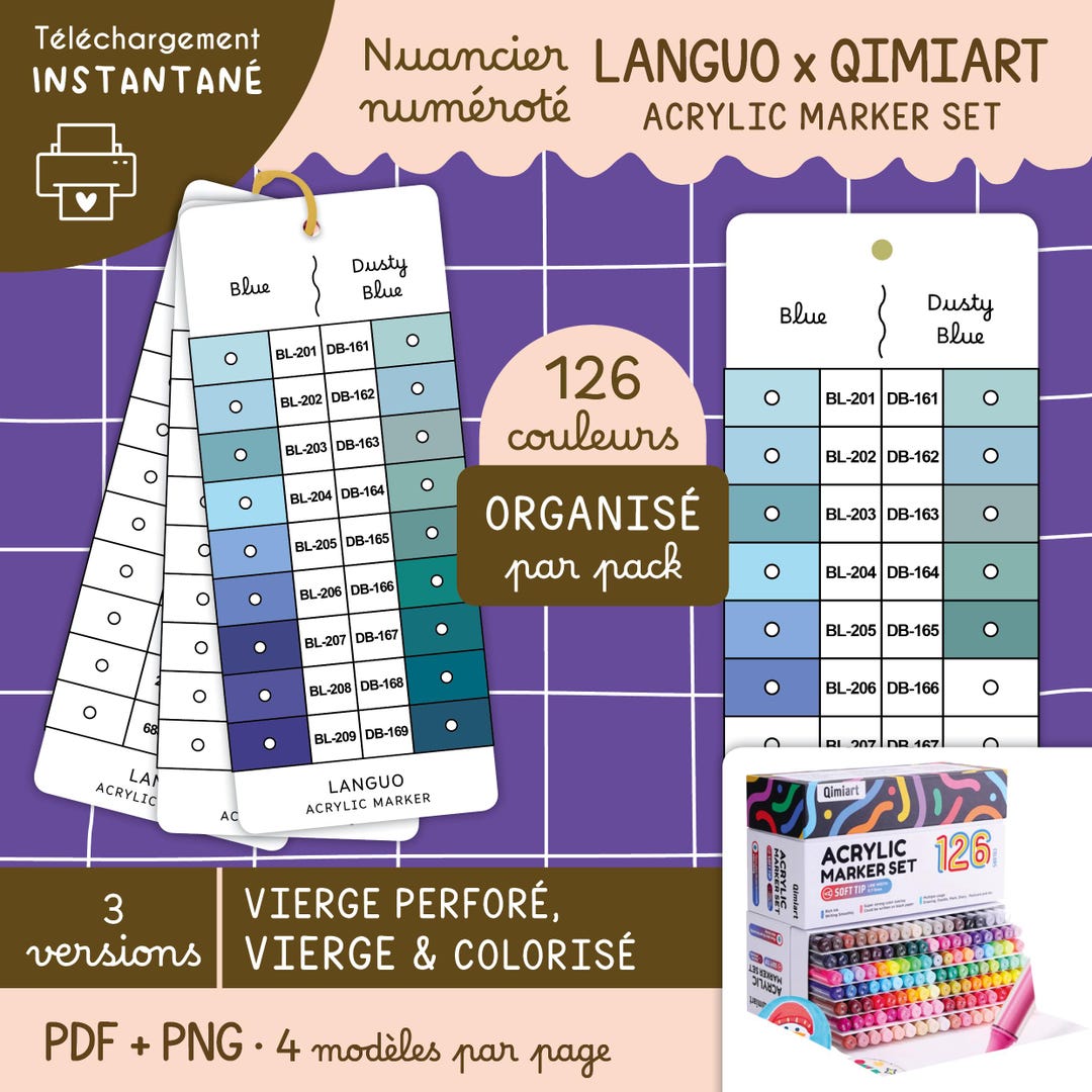 Tarjetas de muestras de color en blanco Languo x Qimiart con 126 ...
