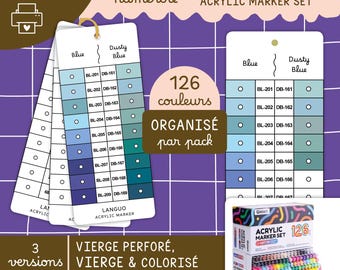 Languo x Qimiart Blank Color Swatch Cards with 126 Numbered Acrylic Markers for Printing | Colors to Fill In, Color Swatch Cards, Mystery Coloring, PDF