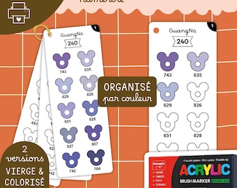 GuangNa 240 Blank Numbered Color Swatches for Printing | Mickey Mouse, Markers, Pencils, Color Palette, Color Swatch Cards, Coloring, PDF Templates