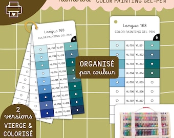 Languo 168 Numbered Printable Blank Gel Pen Color Swatch | Palette, Colors, Color Swatch Cards, Mystery Coloring, PDF Templates | by color