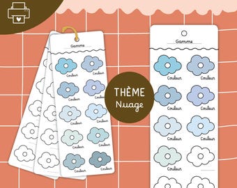 Blank Cloud Theme Color Chart to Print | Color Grid for Markers and Pencils to Fill In, Color Swatch Cards, Coloring Palette, Templates, PDF