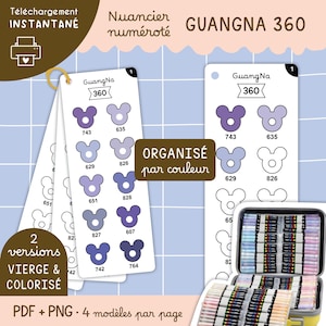 GuangNa 360 Blank Numbered Color Swatches for Printing | Mickey Mouse, Markers, Pencils, Color Palette, Color Swatch Cards, Coloring Pages, PDF Templates