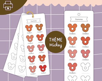 Blank Mickey Mouse Theme Color Chart to Print | Color Grid for Markers, Pencils to Fill In, Color Swatch Cards, Coloring Palette, Templates