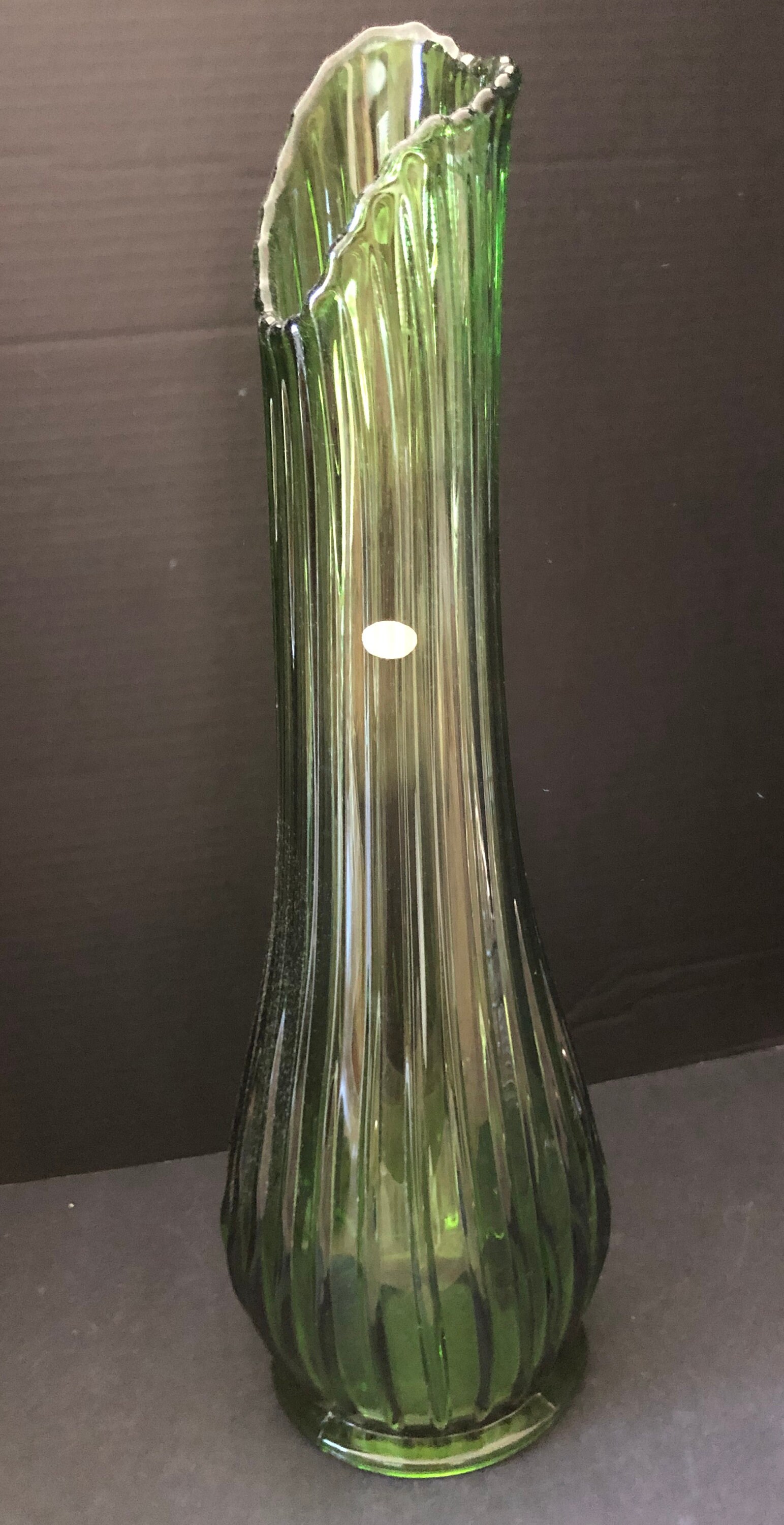 Tall Green Ribbed Swung Stretch Vase 20 3/4 Height Etsy