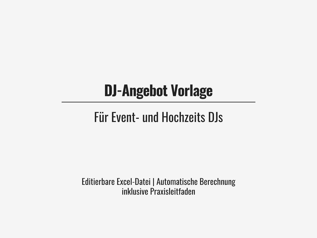 DJ Quote Template (excel) | Quote Template for Wedding & Event Djs ...
