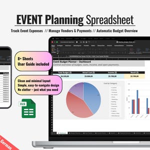 Event Planning Spreadsheet Excel Template | Event Planner Spreadsheet | Event Planning Organizer | Event planning template