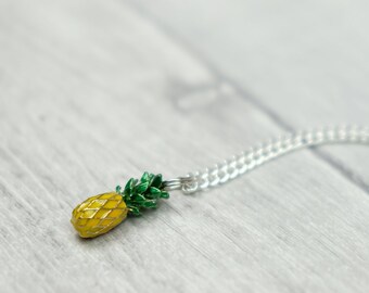 Pineapple necklace -  enamel charm necklace - cute jewellery - gift for best friend - fruit jewelry