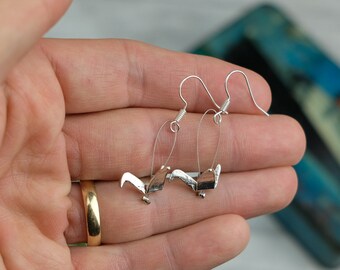 Origami swan earrings, origami crane earrings, paper anniversary gift, book lover