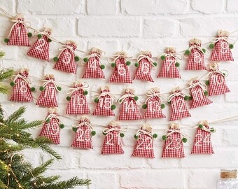 Advent calendar garland kit, make your own, Christmas craft kit