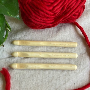 Bamboo crochet hook 12mm size O 17 crochet tool chunky crochet shop wood wooden DIY crafting crocheter gift yarn shop the dorothy days uk